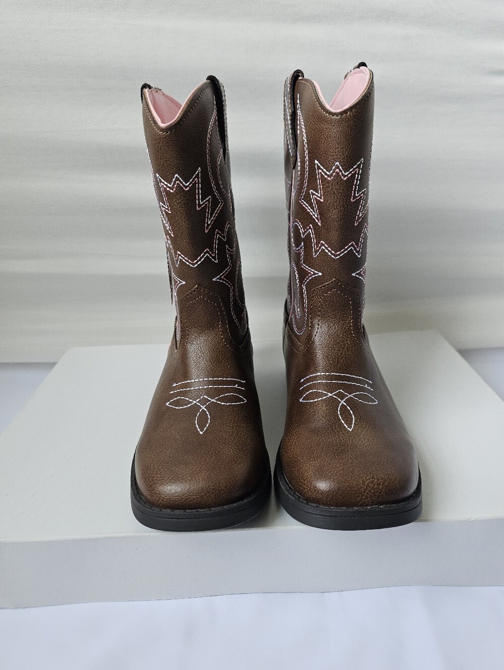 Wonder Nation Brown & Pink Western Cowboy Boots - Kids Size 1
